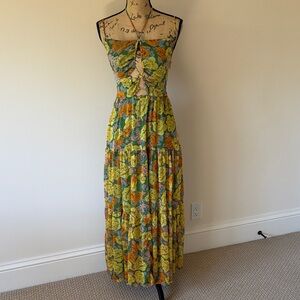 ASTR the Label floral tiered bandaeu maxi dress